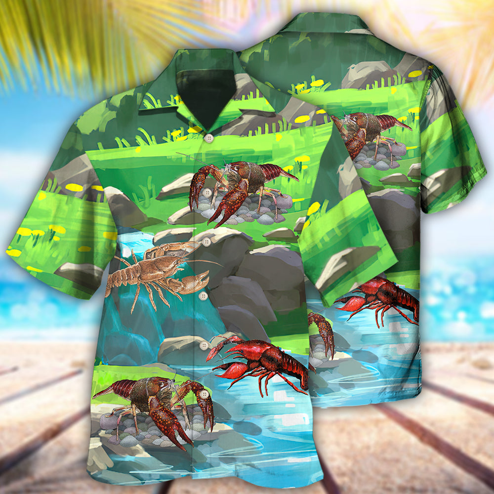 Crawfish Beautiful Forest Hawaiian Shirt For Resort Getaways And Comfortable Summer Activities