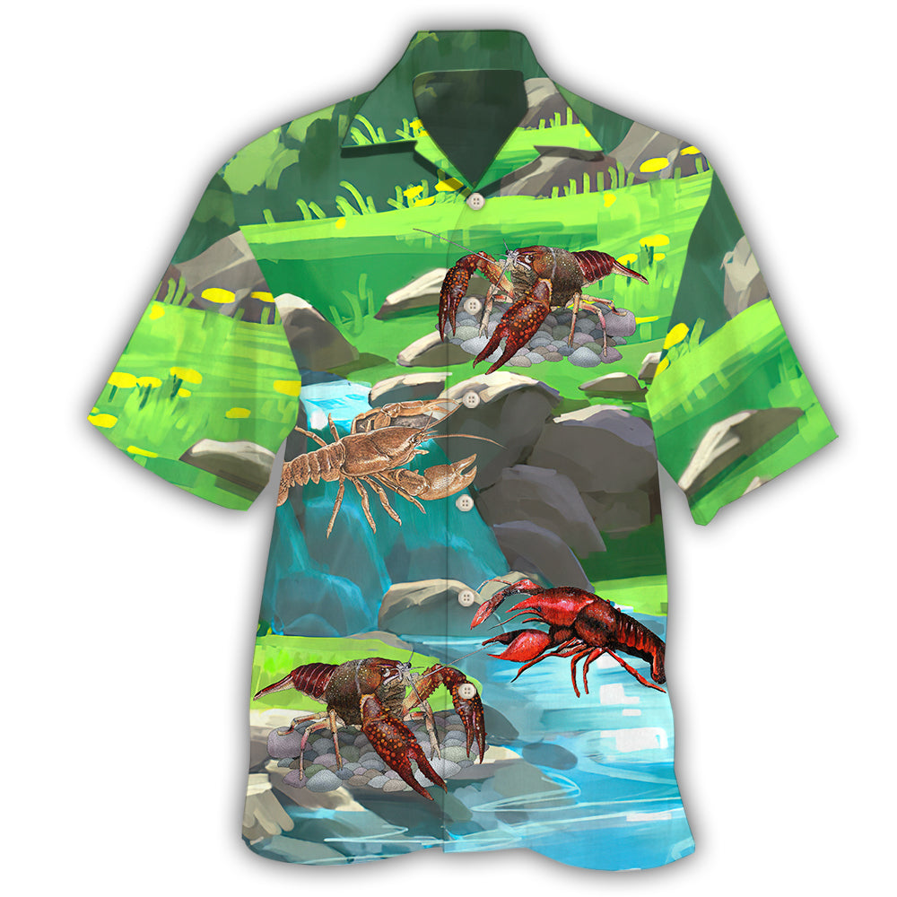 Creative Crawfish Forest Adventure Hawaiian Shirt For Island Vacations, Resort Wear, And Relaxed Seasonal Style