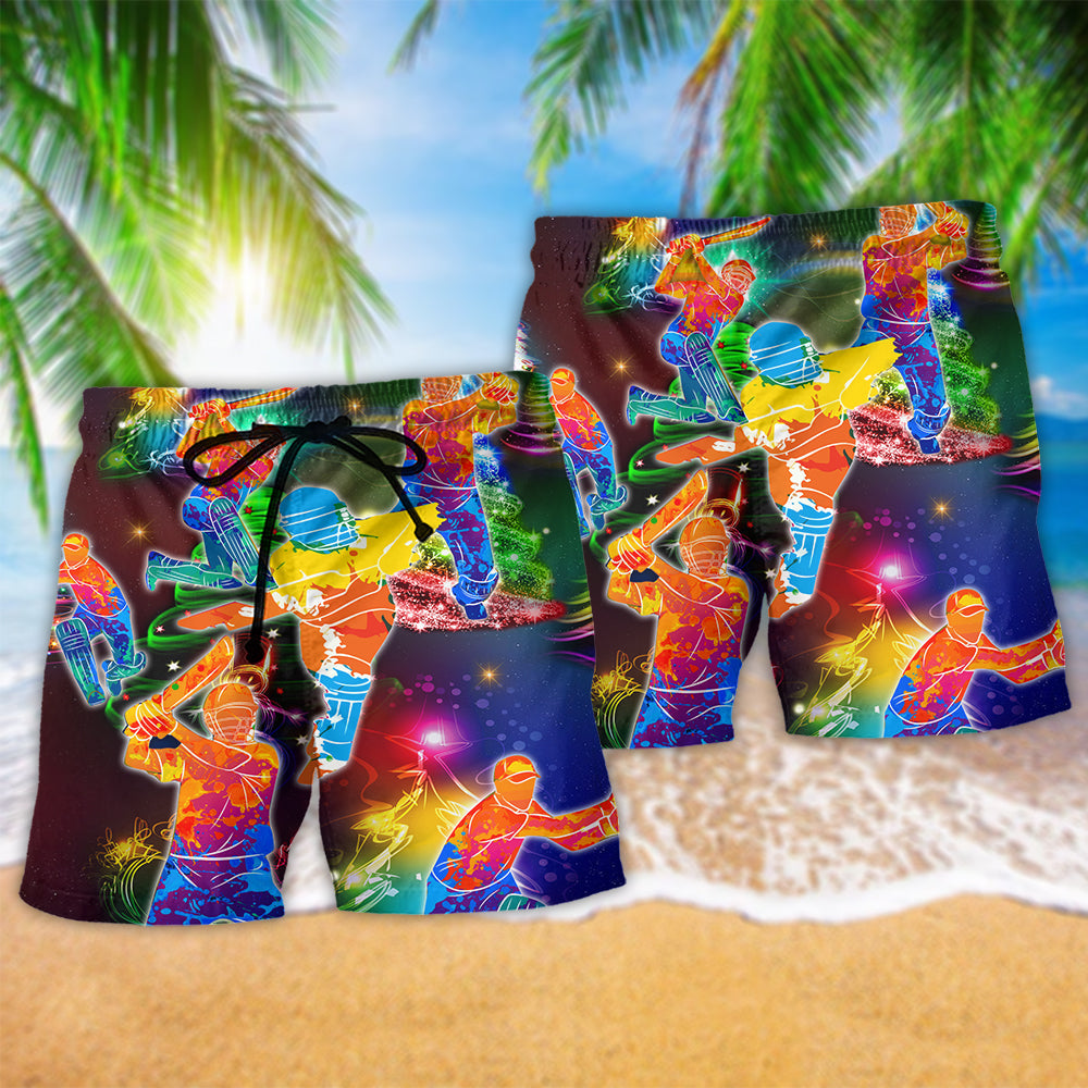 Cricket Life Holiday Humor Christmas Beach Shorts Artwork Detail For Tropical Travel And Everyday Wear