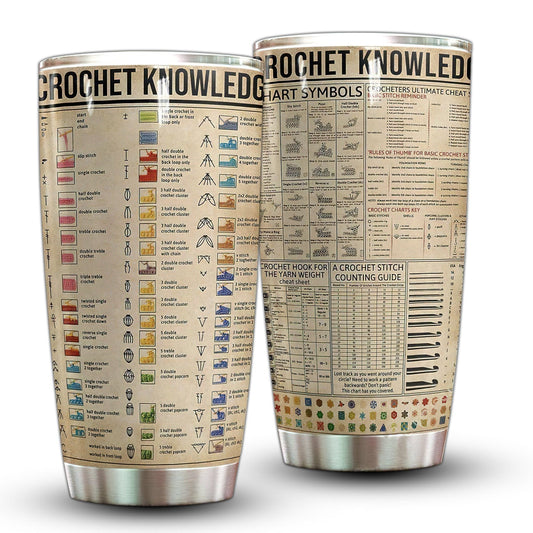 Crochet Love Knowledge 20 Oz Tumbler For Coffee Travel And Daily Drinks