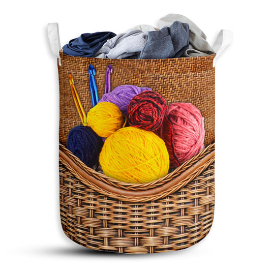 Crochet Rattan Texture Laundry Basket For Bathroom Bedroom Storage