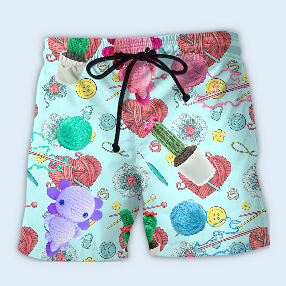 Crochet Lover Cute Craft Beach Shorts Pattern View For Vacation Travel And Outdoor Fun