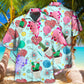 Cute Blue Crochet Hawaiian Shirt With All Over Print For Coastal Trips Outdoor Events And Relaxed Summer Wear