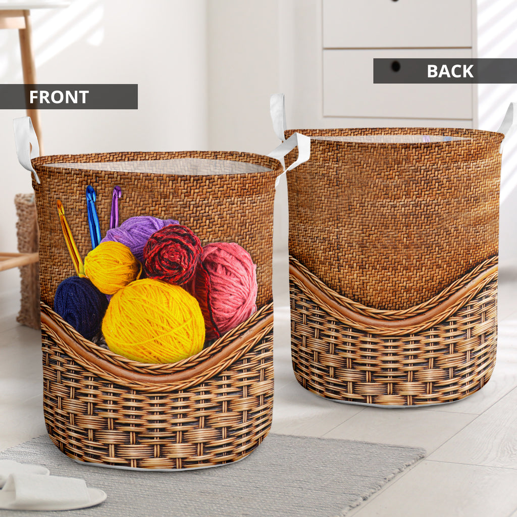 Crochet Rattan Texture Laundry Basket For Room Home Organizer