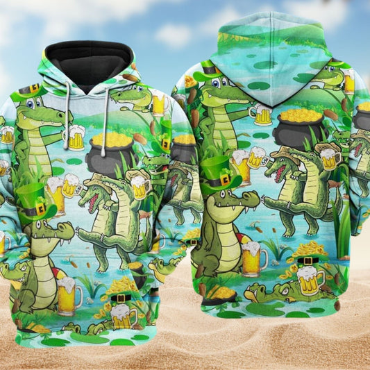Funny Crocodile Beer Lover Hoodie For Casual Streetwear Travel And Everyday Comfort