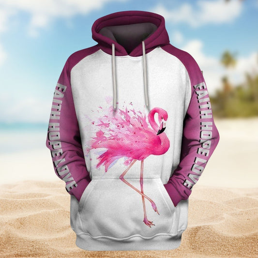 Breast Cancer Flamingo Ribbon Hoodie For Community Outreach Casual Travel And Meaningful Wear
