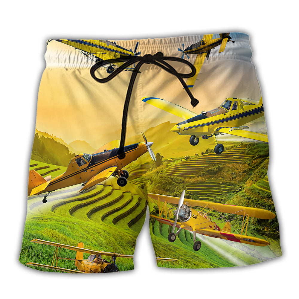 Aircraft Crop Duster Aircraft Beach Shorts For Beach Days And Laid Back Styling