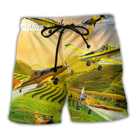 Aircraft Crop Duster Aircraft Beach Shorts For Beach Days And Laid Back Styling