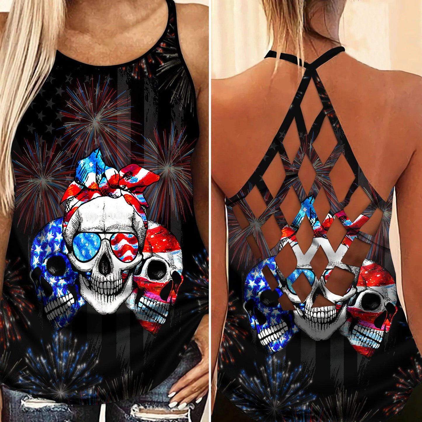 America Independence Day Happiness Hollow Tank Top For Yoga Workouts And Casual Wear