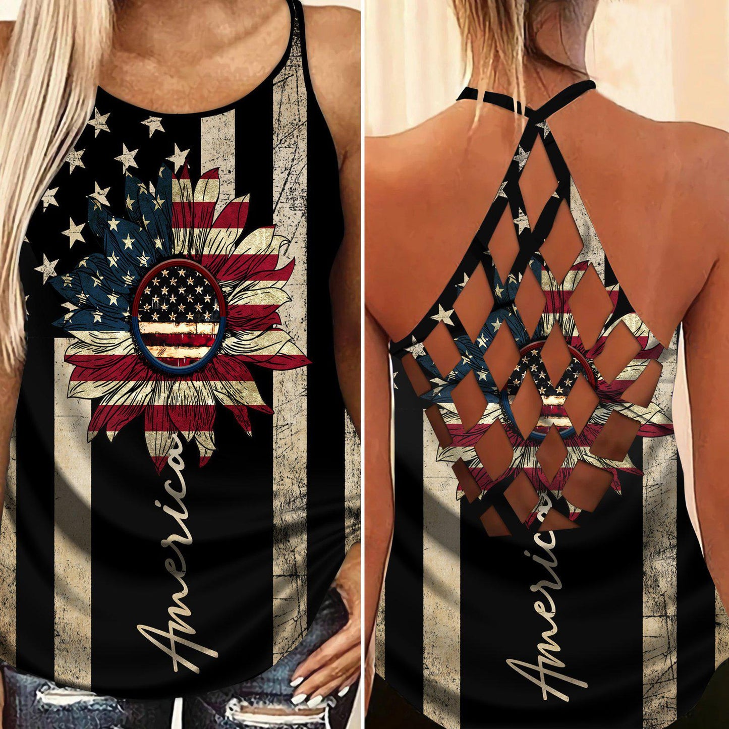 America Independence Day Happiness Hollow Tank Top For Summer Outings And Everyday Comfort