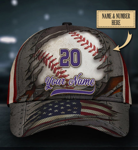 Custom Baseball Crack American Flag Classic Cap For Outdoor Travel Festivals And Relaxed Everyday Wear