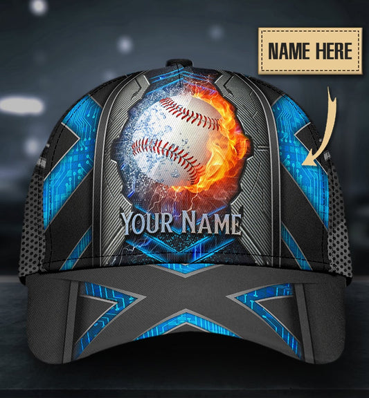 Custom Baseball Electric Fire Water Ball Classic Cap For Casual Styling Holiday Travel And Weekend Adventures