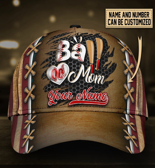 Custom Baseball Mom Personalized Name Number Classic Cap For Casual Events Beach Trips And Thoughtful Gifting