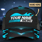 Custom Blue Neon Racing Personalized Name Classic Cap For Outdoor Events Beach Travel And Relaxed Daily Style