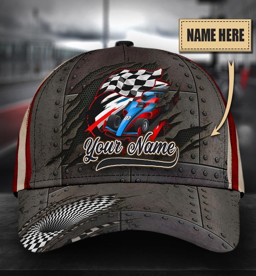 Custom Car Racing Flag Classic Cap For Summer Outings Festivals And Relaxed Daily Wear