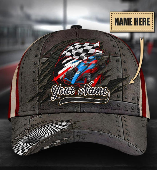 Custom Car Racing Flag Classic Cap For Summer Outings Festivals And Relaxed Daily Wear
