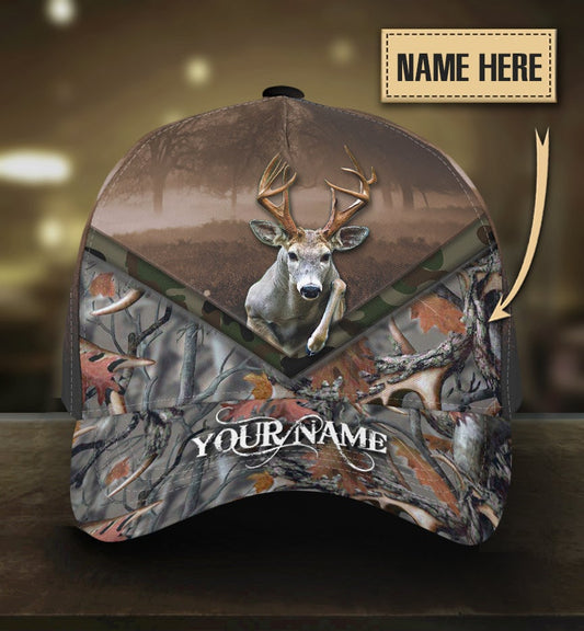 Custom Deer Hunting Camo Personalized Name Classic Cap For Festivals Holidays And Comfortable Everyday Wear
