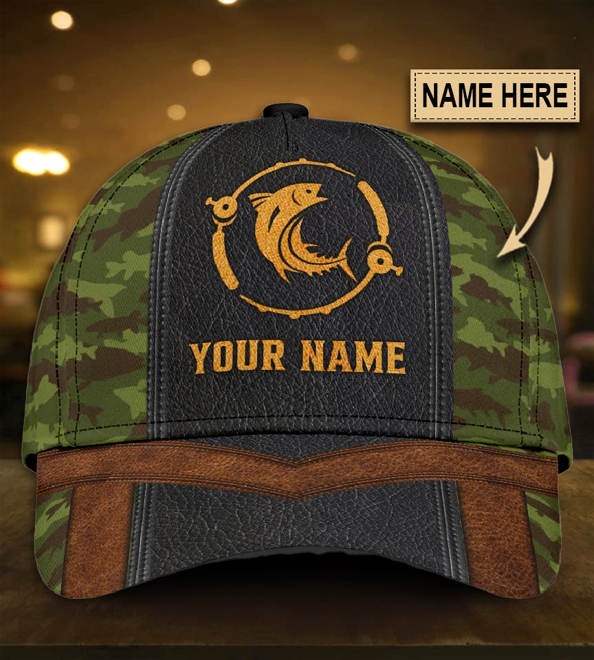 Custom Fishing Camouflage Personalized Name Classic Cap For Comfortable Daily Wear Travel And Weekend Outings