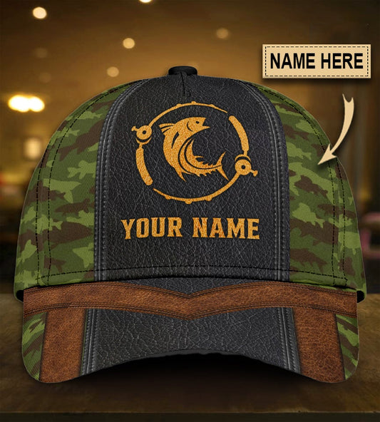 Custom Fishing Camouflage Personalized Name Classic Cap For Comfortable Daily Wear Travel And Weekend Outings