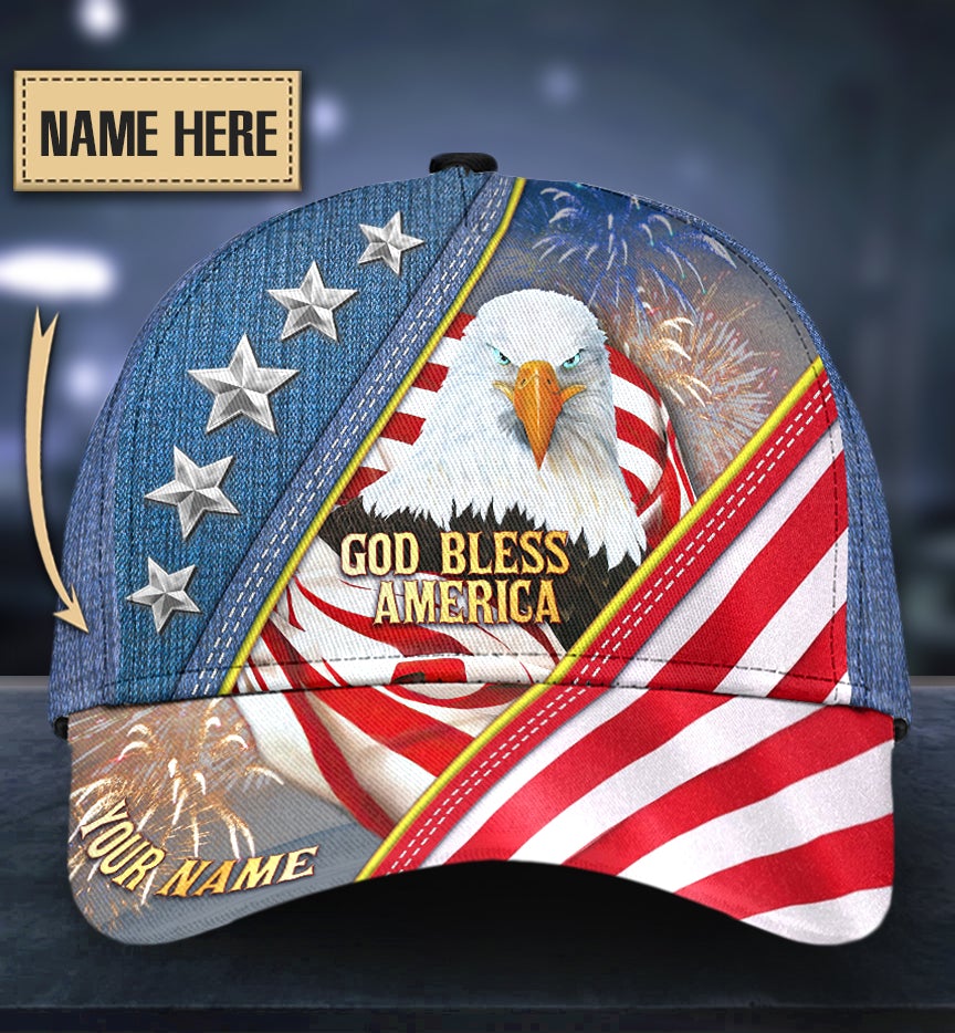 Custom God Bless America Eagle Flag Classic Cap For Casual Travel Parties And Comfortable Outdoor Wear