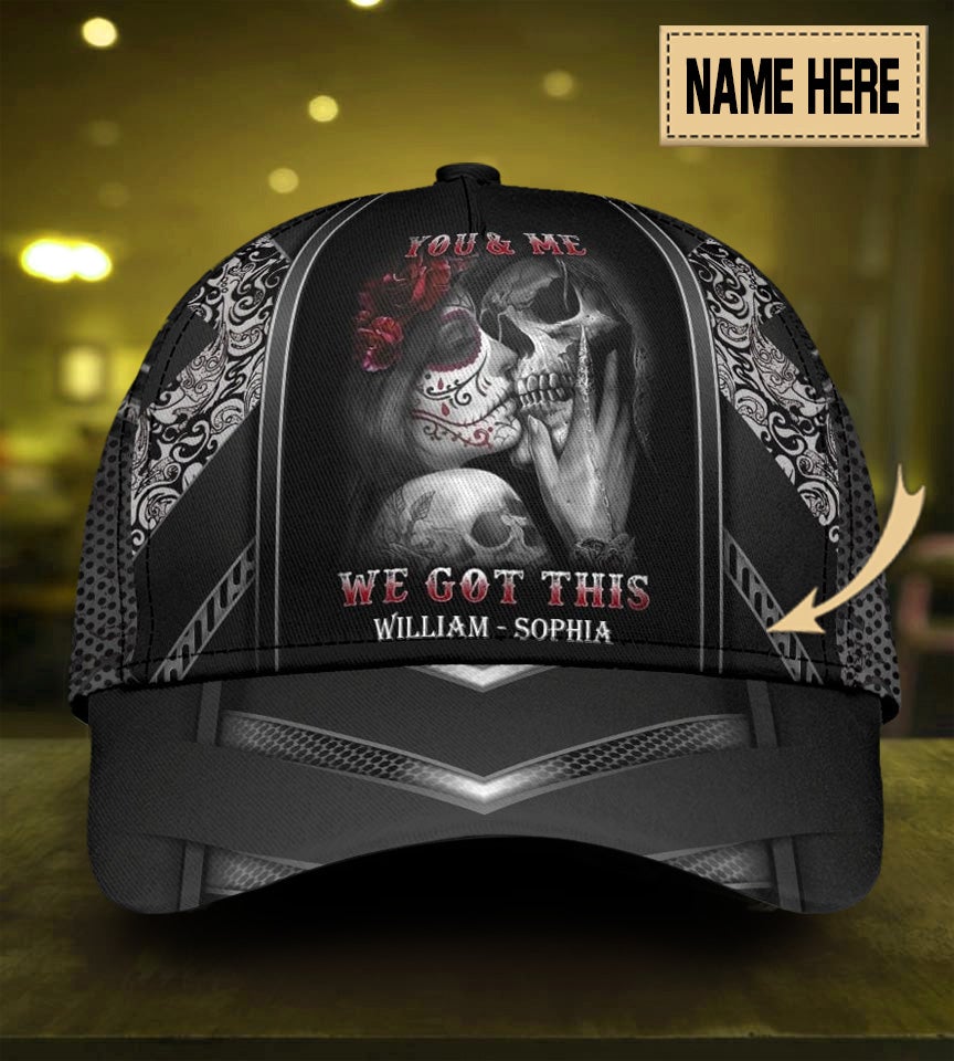 Custom Husband Wife Skull Personalized Name Classic Cap For Everyday Outfits Coastal Travel And Gift Giving