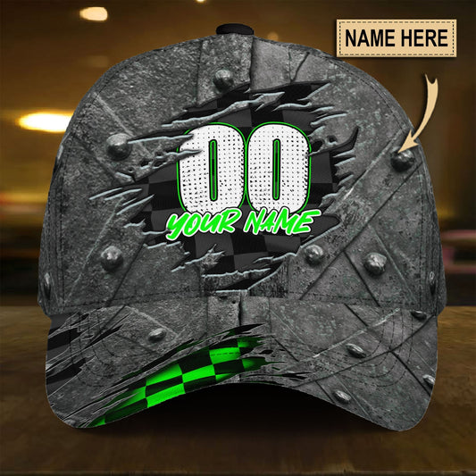 Custom Green Neon Racing Name Number Classic Cap For Beach Travel Outdoor Events And Relaxed Casual Wear