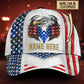 Custom Name Eagle American Flag White Classic Cap For Festivals Holidays And Comfortable Everyday Wear