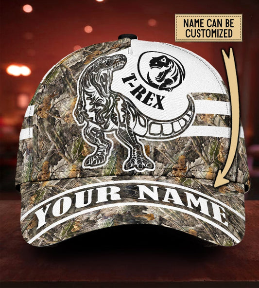 Custom Name T Rex Dinosaur Camo Classic Cap For Comfortable Daily Wear Travel And Weekend Outings