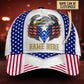Custom White Eagle American Flag Name Classic Cap For Everyday Wear Vacations And Seasonal Activities