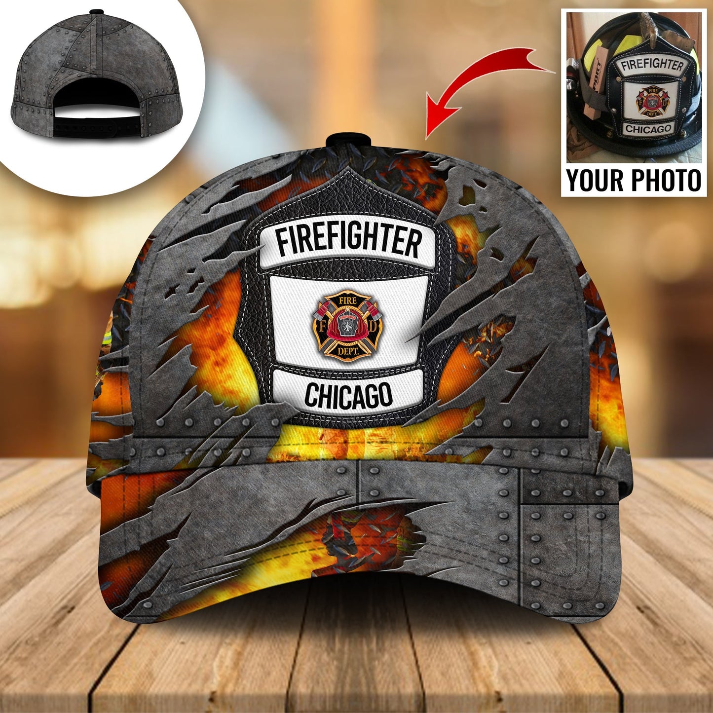 Firefighter Custom Photo Personalized Gift Classic Cap For Casual Outfits Vacations And Everyday Styling