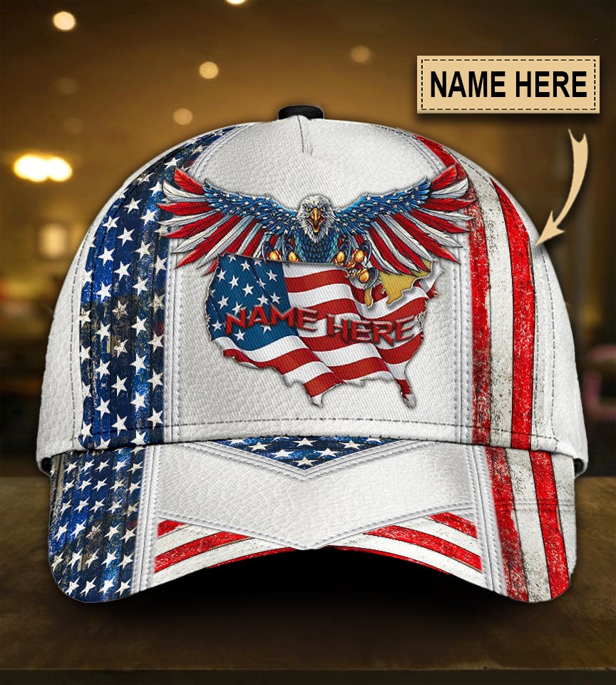 Custom Proud American Eagle Personalized Name Classic Cap For Daily Styling Weekend Travel And Outdoor Activities
