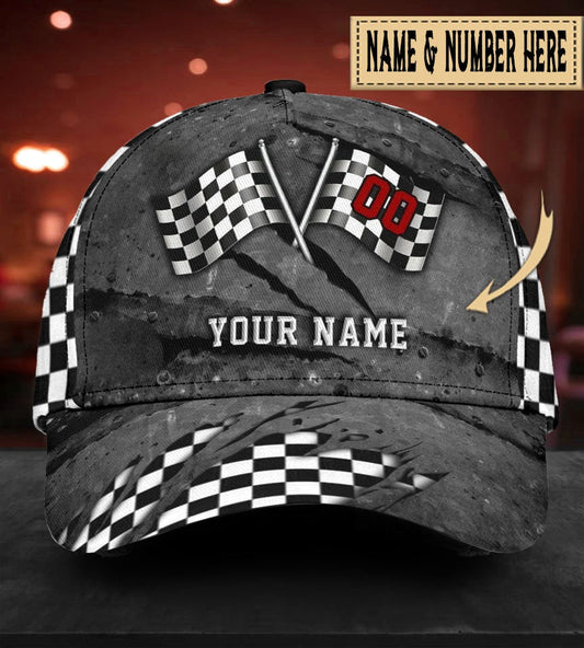 Custom Racing Personalized Name Number Classic Cap For Travel Adventures Weekend Wear And Casual Style