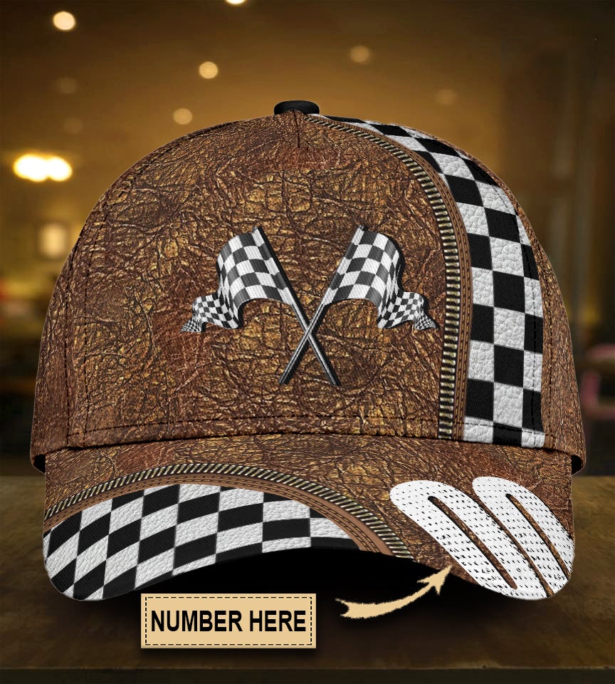 Custom Racing Leather Personalized Number Classic Cap For Beach Days Travel And Relaxed Everyday Outfits