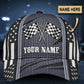 Custom Racing Net Pattern Personalized Name Classic Cap For Coastal Trips Outdoor Activities And Gift Giving