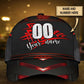 Custom Red Checked Racing Personalized Name Number Classic Cap For Weekend Travel Outdoor Events And Casual Outfits