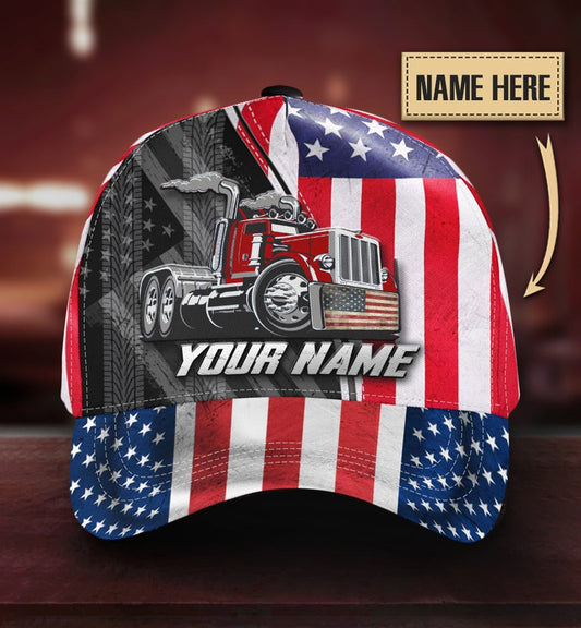 Custom Truck Driver American Flag Personalized Name Classic Cap For Casual Gatherings Travel And Thoughtful Gift Giving