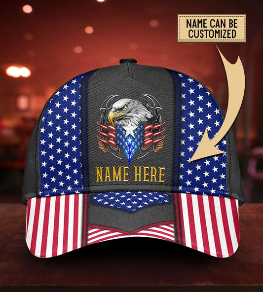 Custom Eagle Proud American Personalized Name Classic Cap For Beach Outings Holidays And Thoughtful Everyday Style