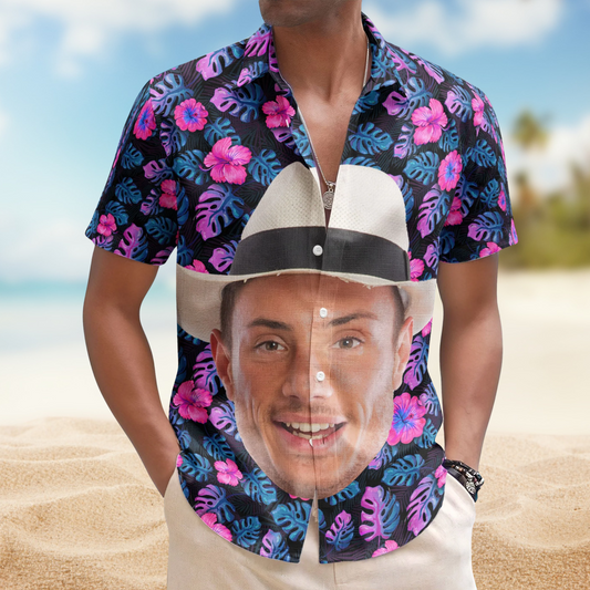 Funny Tropical Custom Big Face Photo Island Hawaiian Shirt For Nature Lovers And Coastal Travel