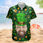 Funny Happy Custom Face Photo St Patrick's Hawaiian Shirt For Summer Vacation And Beach Travel