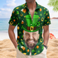 Funny Happy Custom Face Photo St Patrick's Hawaiian Shirt For Summer Vacation And Beach Travel