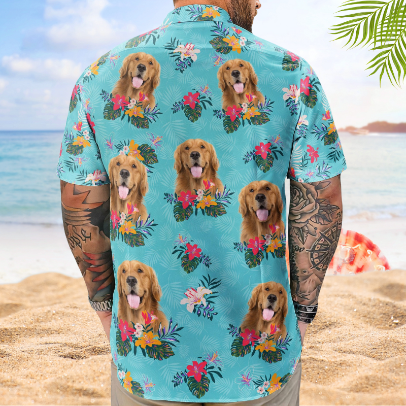 Funny Tropical Dog Custom Face Photo Aloha Hawaiian Shirt For Animal Lovers And Coastal Getaways