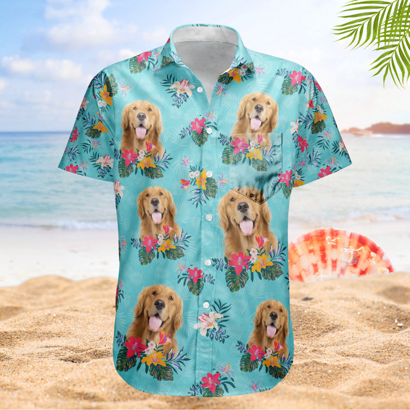 Funny Tropical Dog Custom Face Photo Aloha Hawaiian Shirt For Animal Lovers And Coastal Getaways
