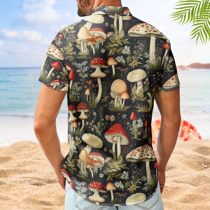 Funny Magical Custom Face Photo Mushrooms Hawaiian Shirt For Summer Vacation And Beach Travel