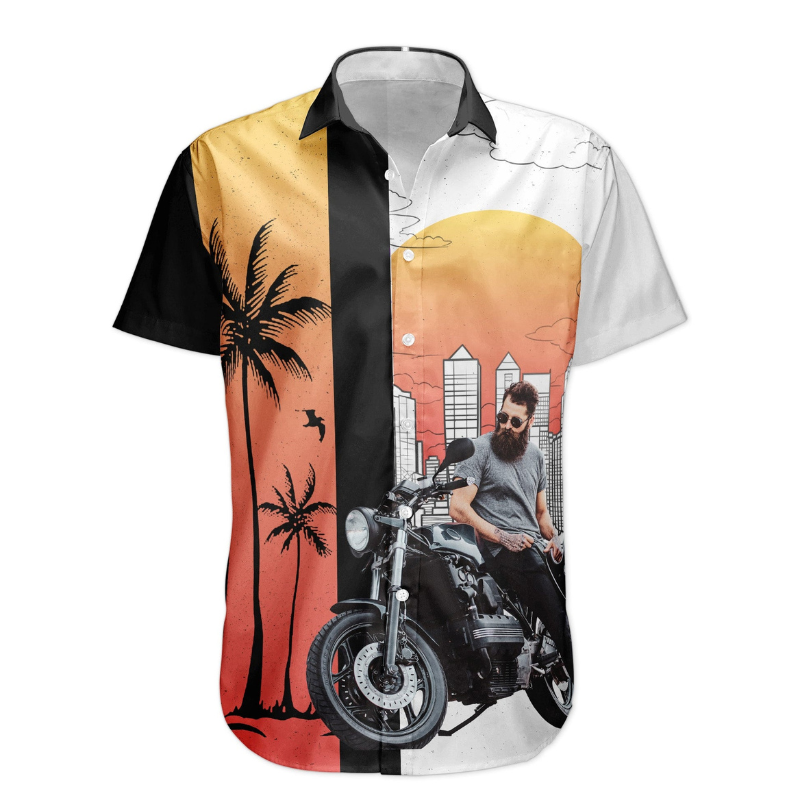 Retro Custom Bikes Photo Men Husband Bikers Hawaiian Shirt For Summer Vacation And Beach Travel