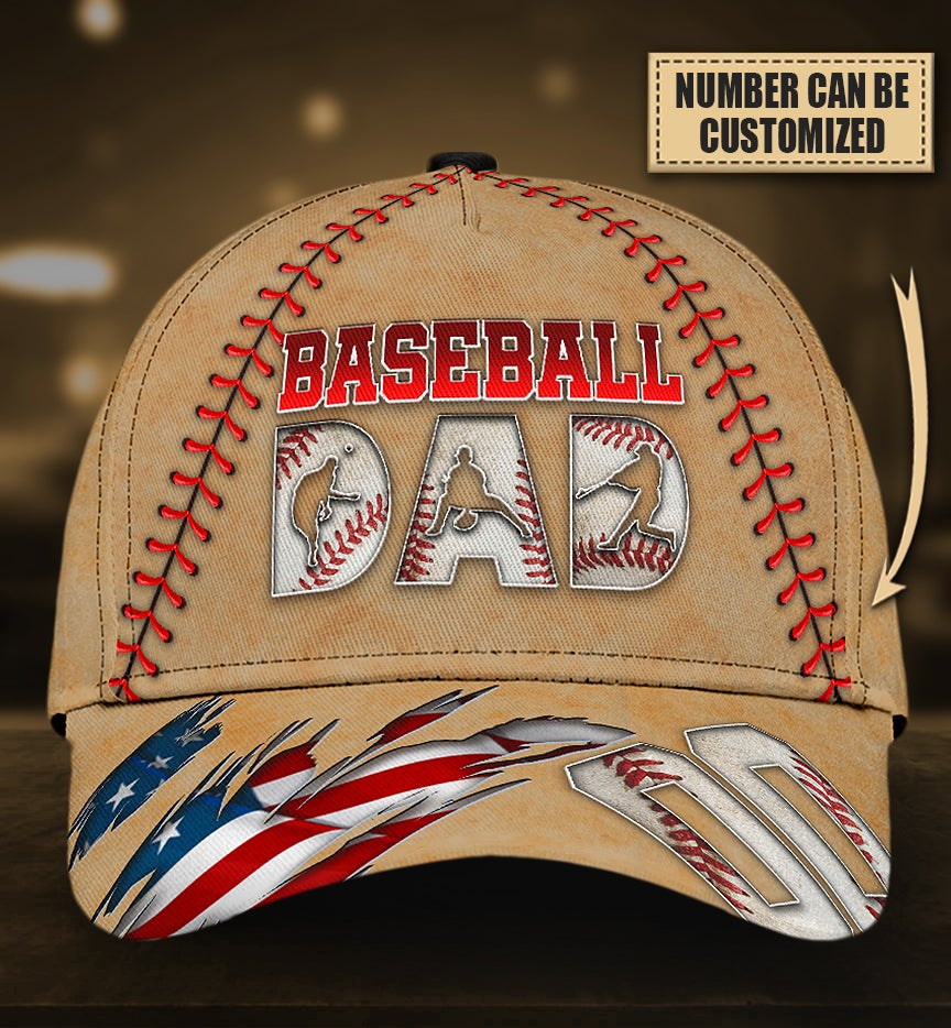 Custom Love Baseball Dad Personalized Number Classic Cap For Travel Adventures Weekend Wear And Casual Style