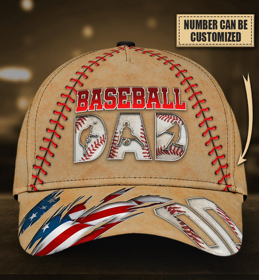 Custom Love Baseball Dad Personalized Number Classic Cap For Travel Adventures Weekend Wear And Casual Style