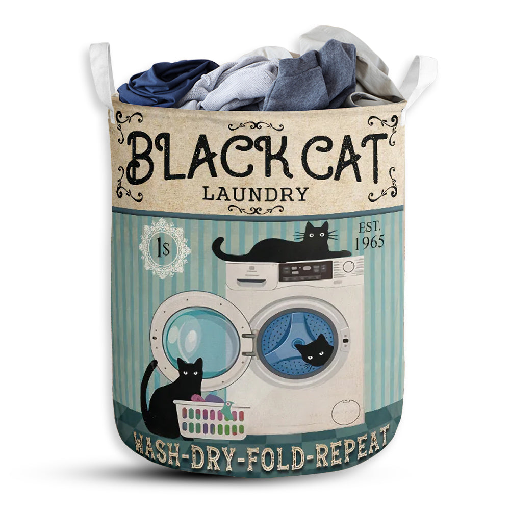 Small Size Black Cat Wash Laundry Basket For Bathroom Bedroom Storage