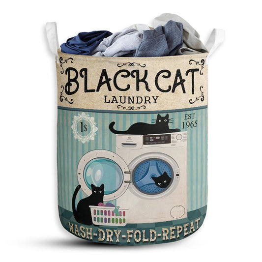 Small Size Black Cat Wash Laundry Basket For Bathroom Bedroom Storage