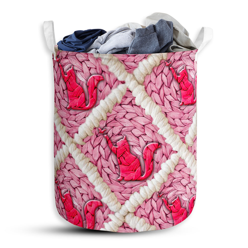 Small Size Cat Ceramic Pink Style Laundry Basket For Bathroom Bedroom Storage