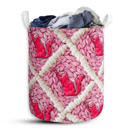 Small Size Cat Ceramic Pink Style Laundry Basket For Bathroom Bedroom Storage